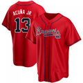 A.Braves #13 Ronald Acuna Jr. Red Game Player Jersey Stitches Baseball Jerseys