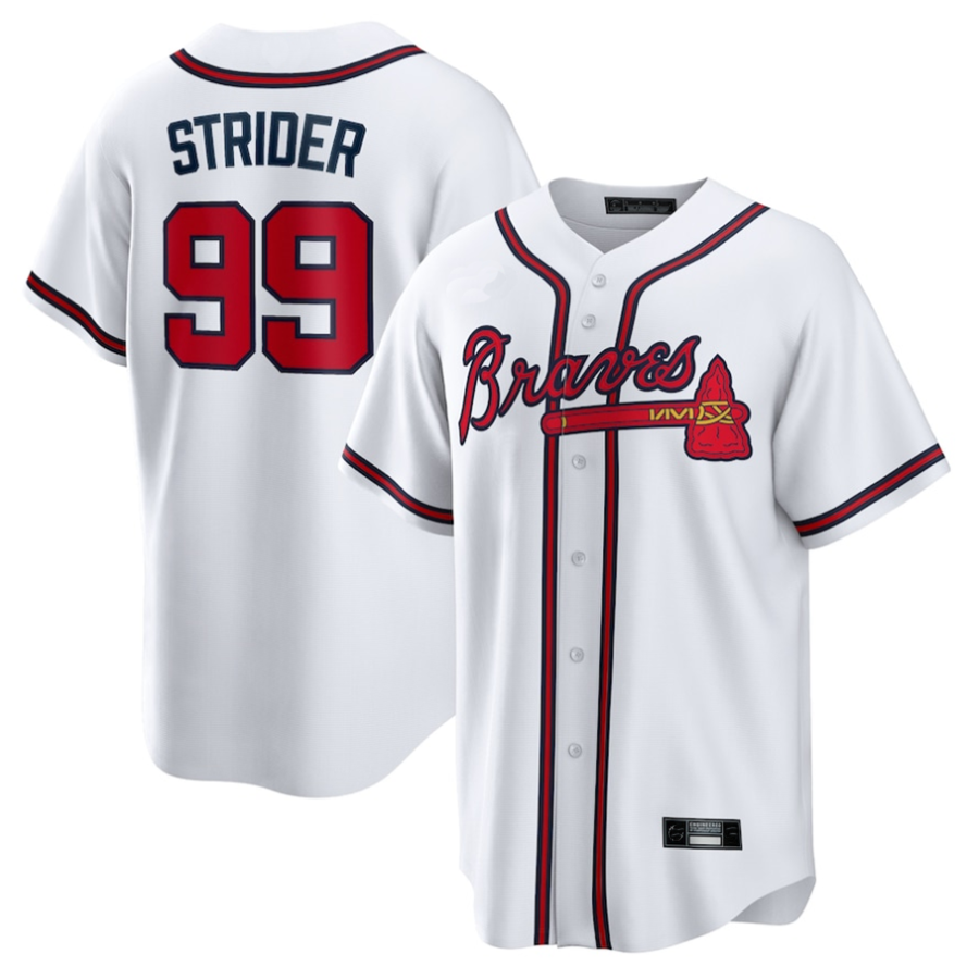 A.Braves #99 Spencer Strider White Game Player Jersey American Stitched Baseball Jerseys