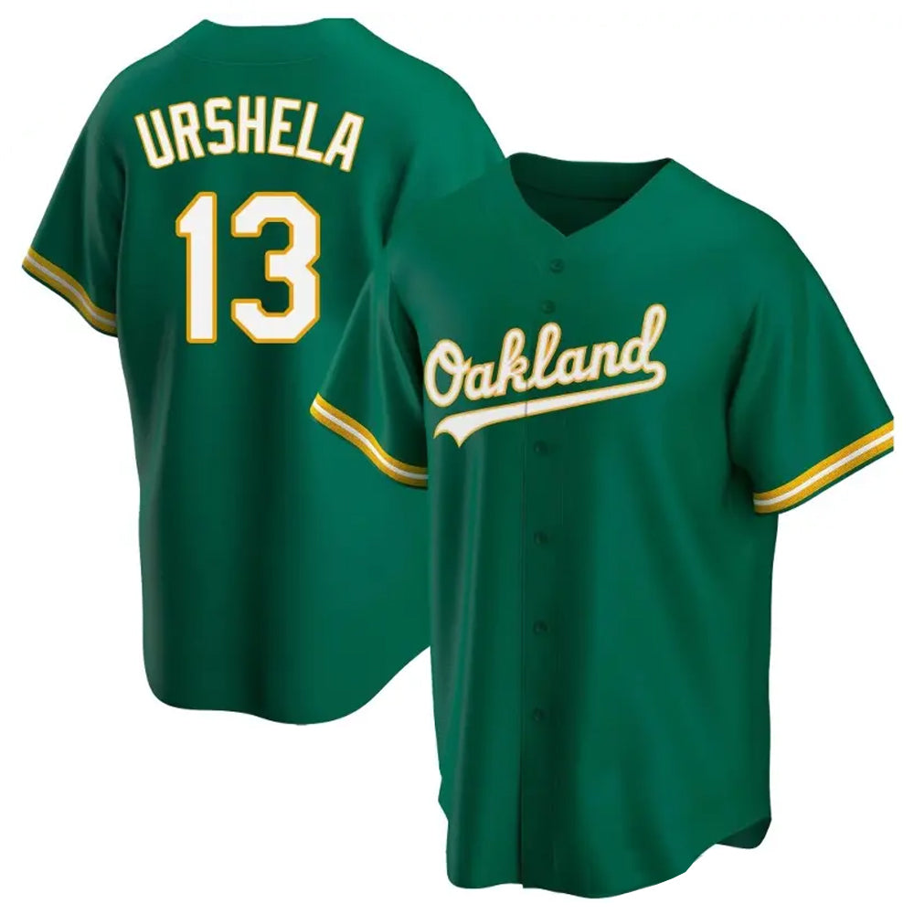 Athletics #13 Gio Urshela Player Green Replica Game Baseball Jerseys鎷㈢瘬璧傚崵鍗ゆ埉鎷㈡紡