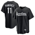 C.Guardians #11 Jose Ram隆搂arez Player Black Lights Out Replica Baseball Jerseys