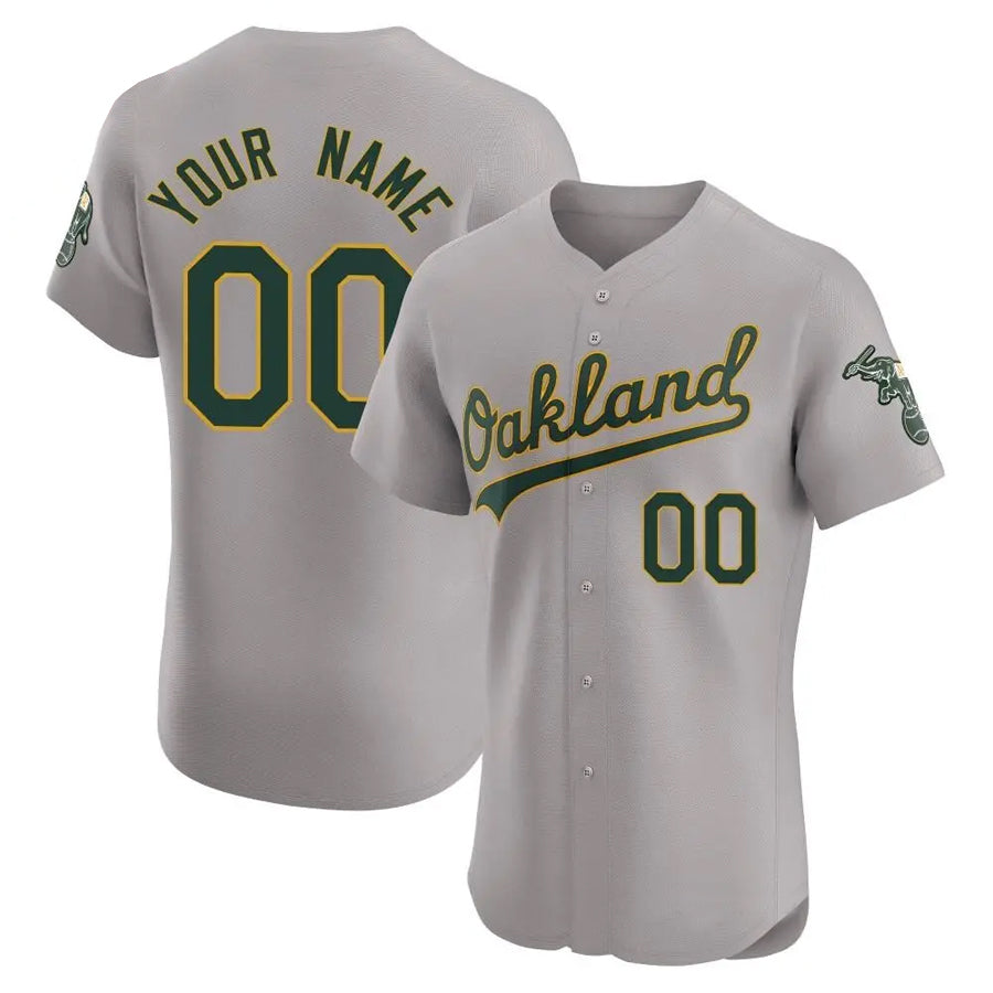 Custom Athletics Athletics Gray Elite Road Baseball Jerseys