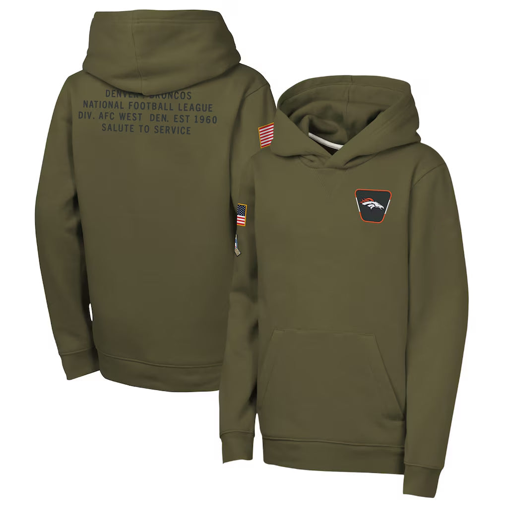 D.Broncos Player Olive Salute to Service Club Fleece Hoodie Football Jerseys