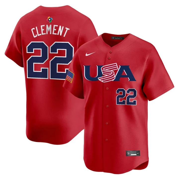 Ernie Clement USA Baseball 2026 World Baseball Classic Alternate Stadium Jersey - Red