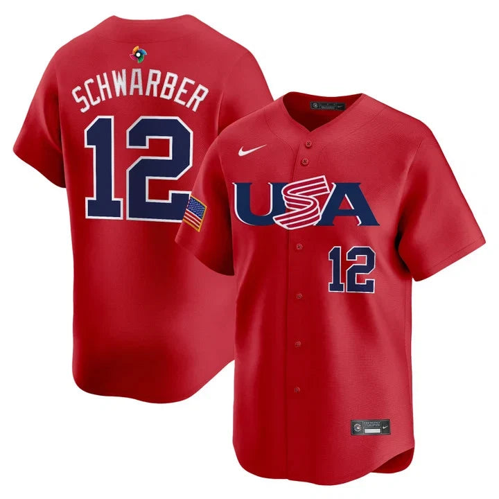 Kyle Schwarber USA Baseball 2026 World Baseball Classic Alternate Stadium Jersey - Red
