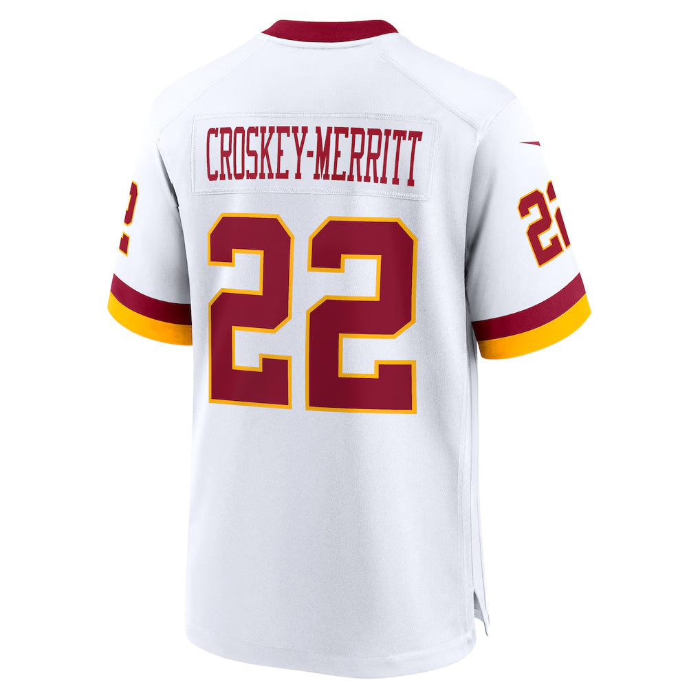 W.Commanders #22 Jacory Croskey-Merritt Player White Home Game Football Jerseys